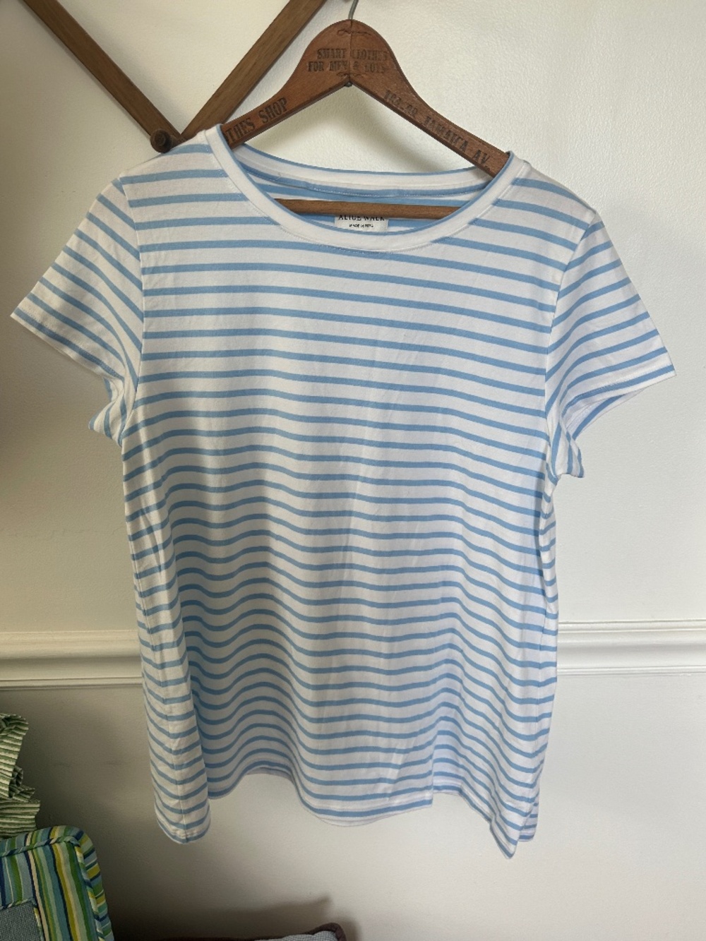 Alice Walk The Crew Tee Light Blue White Stripe L